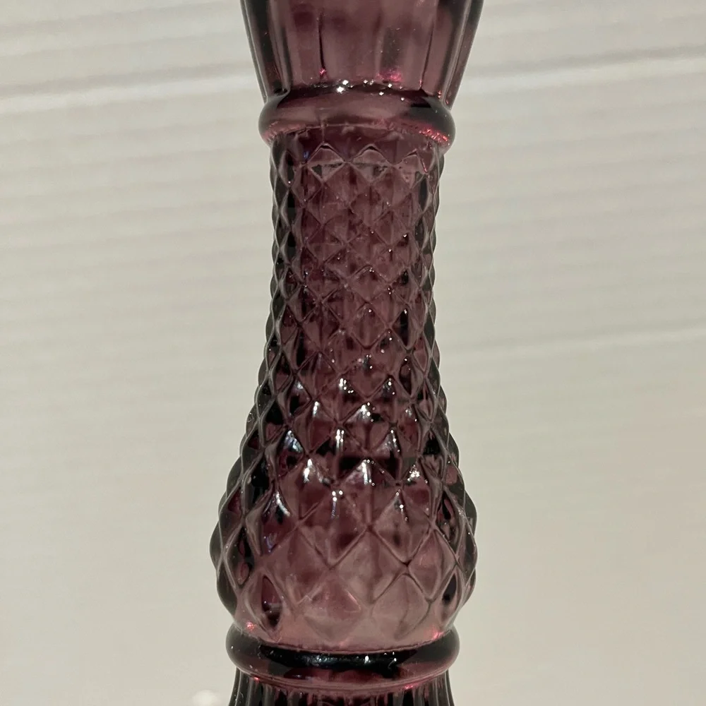 Vintage Purple / Cranberry Pressed Glass Candlesticks – Pair